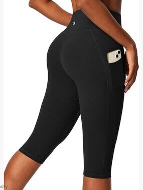 High Waisted Capri Leggings with Pockets Compression Yoga Workout Pants